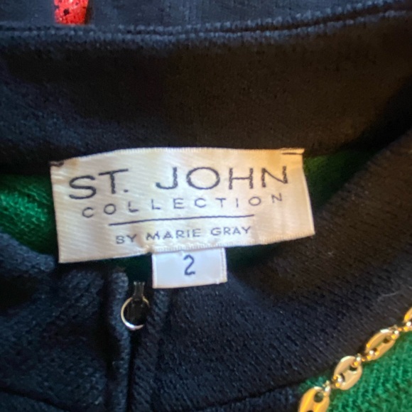 St John Collection Jacket sz
2 Green/Black Marie Grey Santana Knit Blazer - Picture 2 of 10